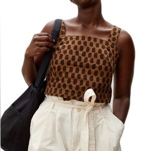 Everlane Organic Cotton Button-Back Tank in the Walnut Print Crop Top Size 6